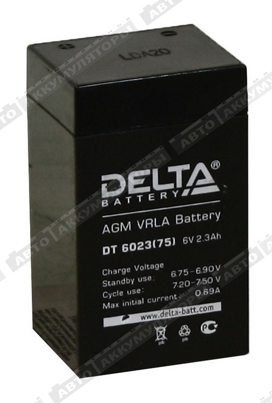 АКБ Delta 2,3 Ач 6 Вольт DT 6023 (75) АКБ Delta 2,3 Ач 6 Вольт DT 6023 (75)