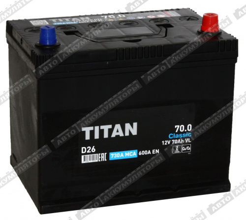 АКБ Titan Classic 70 Ач о/п 6СТ-70.0 VL D26L